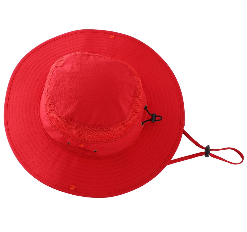 Connectyle Outdoor Mesh Sun Hat Wide Brim Sun Protection Hat Summer Fishing Hunting Hiking Gardenig Hat Red - Image 3